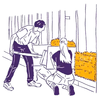 dessin pose de bottes de paille