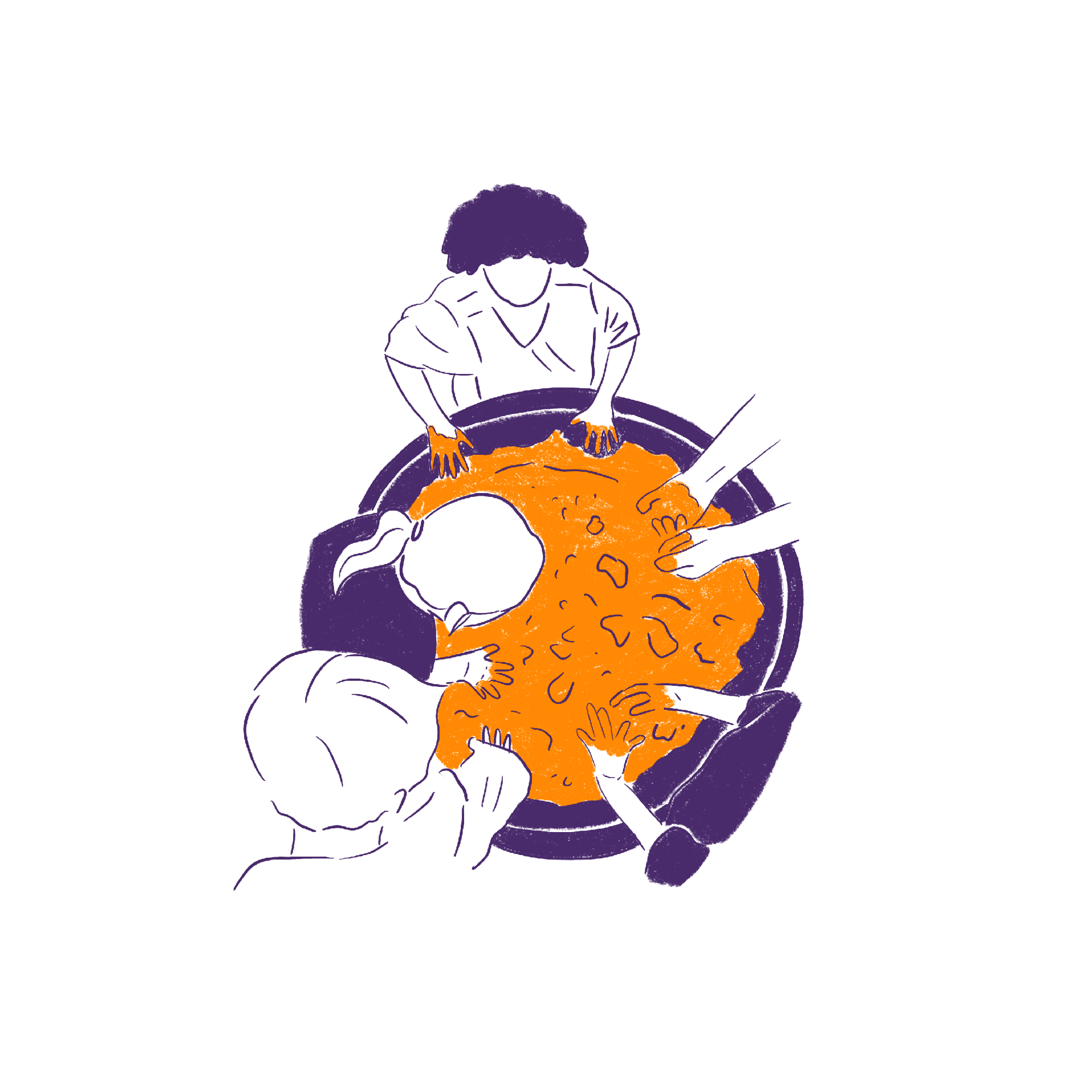 dessin d'enfants autour d'un mélange de terre